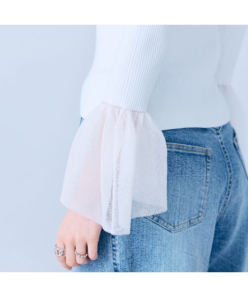 Rose Tiara / ローズティアラ ニット・セーター | 袖口シアーラッフルリブニット | 詳細5