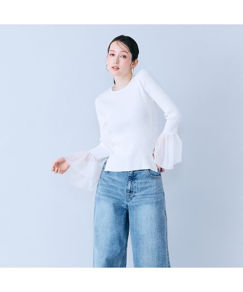 Rose Tiara / ローズティアラ ニット・セーター | 袖口シアーラッフルリブニット | 詳細7