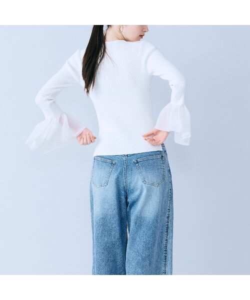 Rose Tiara / ローズティアラ ニット・セーター | 袖口シアーラッフルリブニット | 詳細8