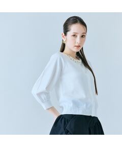 Rose Tiara / ローズティアラ ニット・セーター | 襟ぐりパールビジュー付きカーディガン