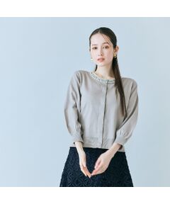 Rose Tiara / ローズティアラ ニット・セーター | 襟ぐりパールビジュー付きカーディガン