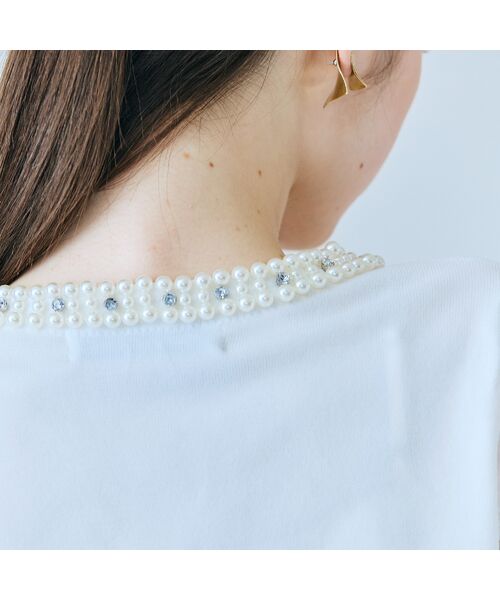 Rose Tiara / ローズティアラ ニット・セーター | 襟ぐりパールビジュー付きカーディガン | 詳細4