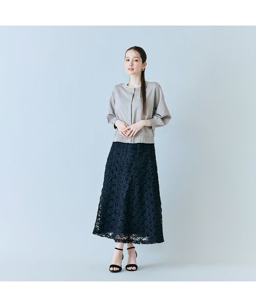 Rose Tiara / ローズティアラ ニット・セーター | 襟ぐりパールビジュー付きカーディガン | 詳細6