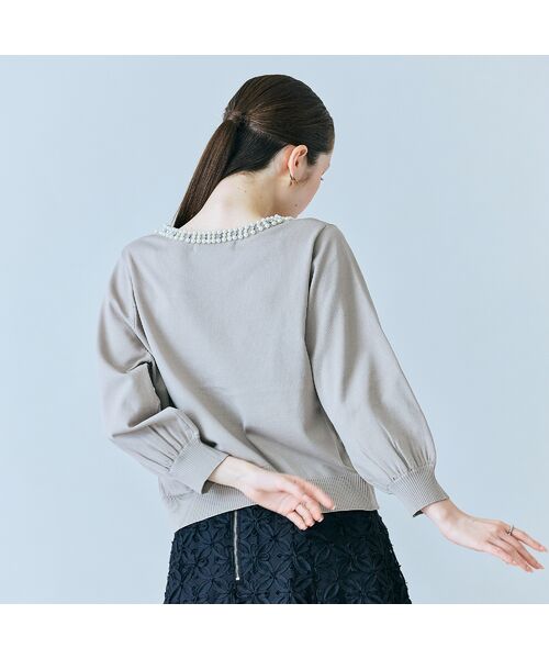 Rose Tiara / ローズティアラ ニット・セーター | 襟ぐりパールビジュー付きカーディガン | 詳細7