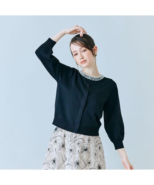 Rose Tiara / ローズティアラ ニット・セーター | 襟ぐりパールビジュー付きカーディガン | 詳細11