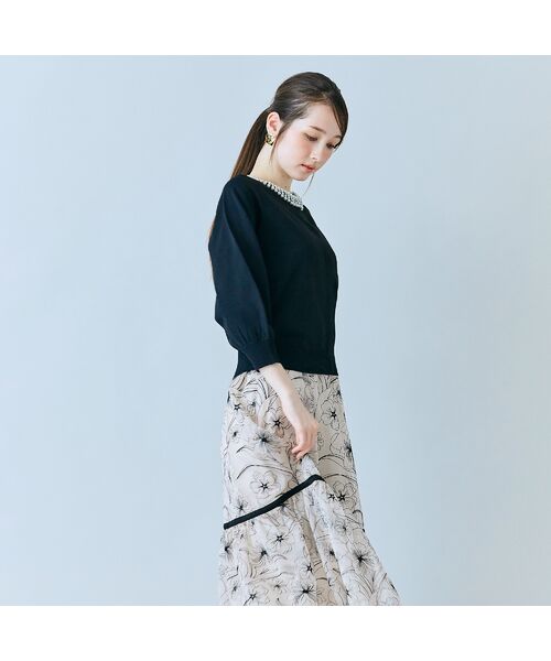 Rose Tiara / ローズティアラ ニット・セーター | 襟ぐりパールビジュー付きカーディガン | 詳細13