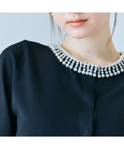 Rose Tiara / ローズティアラ ニット・セーター | 襟ぐりパールビジュー付きカーディガン | 詳細14