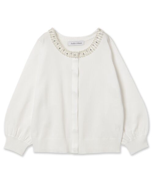 Rose Tiara / ローズティアラ ニット・セーター | 襟ぐりパールビジュー付きカーディガン | 詳細15