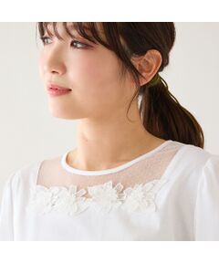 Rose Tiara / ローズティアラ カットソー | 【大人気シリーズ】【接触冷感/綿100%】ドットチュールフラワーカットソー