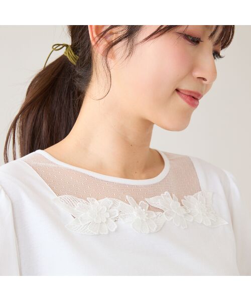 Rose Tiara / ローズティアラ カットソー | 【大人気シリーズ】【接触冷感/綿100%】ドットチュールフラワーカットソー | 詳細3