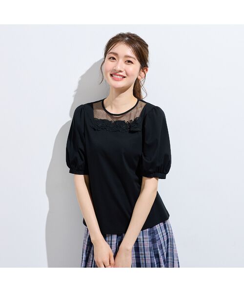 Rose Tiara / ローズティアラ カットソー | 【大人気シリーズ】【接触冷感/綿100%】ドットチュールフラワーカットソー | 詳細4