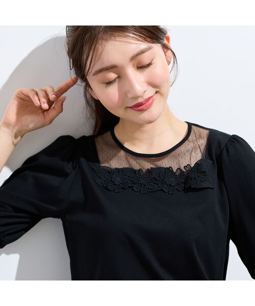 Rose Tiara / ローズティアラ カットソー | 【大人気シリーズ】【接触冷感/綿100%】ドットチュールフラワーカットソー | 詳細5