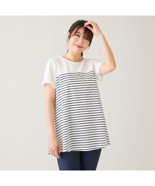 Rose Tiara / ローズティアラ カットソー | 【接触冷感/UVカット/綿100％】ボーダーフレアカットソー | 詳細1