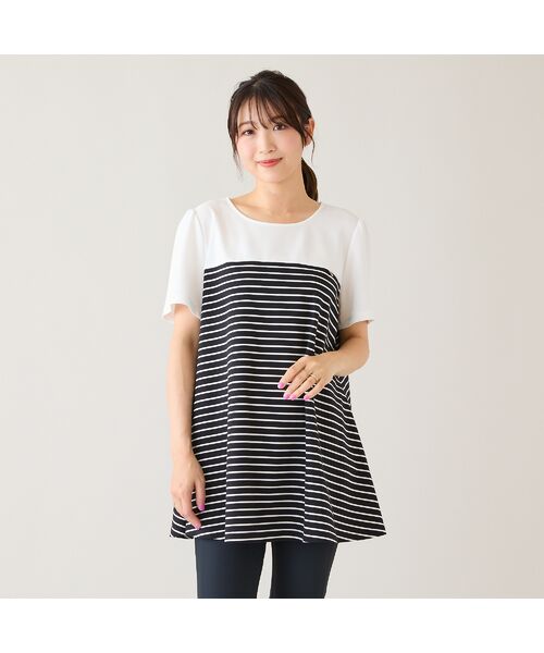 Rose Tiara / ローズティアラ カットソー | 【接触冷感/UVカット/綿100％】ボーダーフレアカットソー | 詳細4