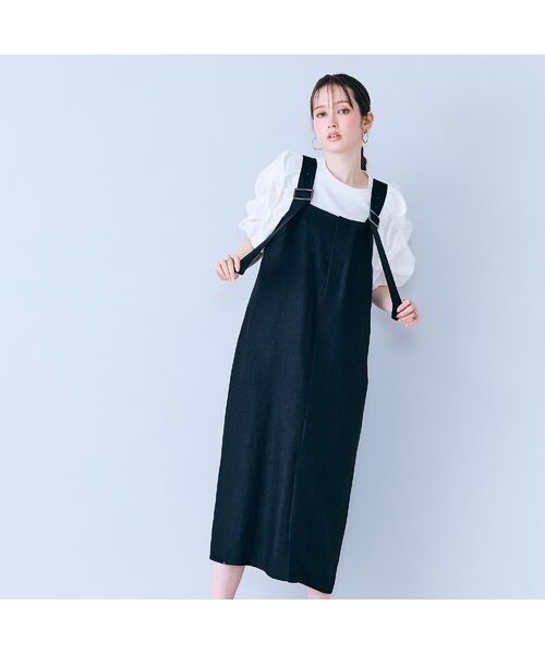 Rose Tiara / ローズティアラ ミニ丈・ひざ丈ワンピース | 前ファスナージャンパードレス（ブラック）