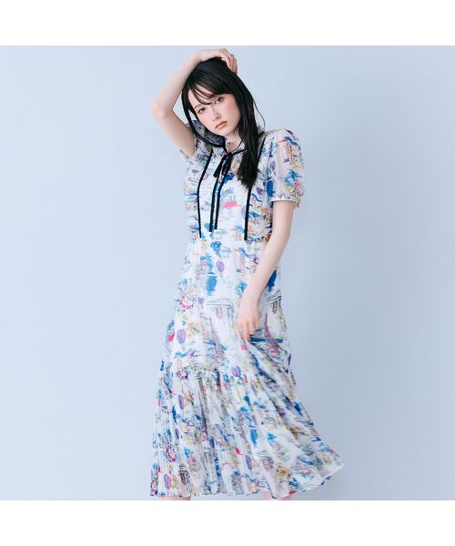 Rose Tiara / ローズティアラ ミニ丈・ひざ丈ワンピース | パリプリントワンピース | 詳細1