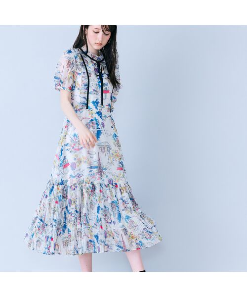 Rose Tiara / ローズティアラ ミニ丈・ひざ丈ワンピース | パリプリントワンピース | 詳細2