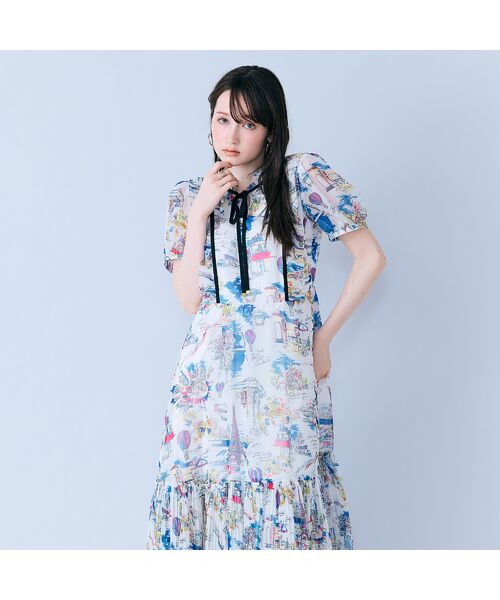 Rose Tiara / ローズティアラ ミニ丈・ひざ丈ワンピース | パリプリントワンピース | 詳細5