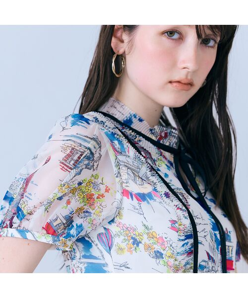 Rose Tiara / ローズティアラ ミニ丈・ひざ丈ワンピース | パリプリントワンピース | 詳細6