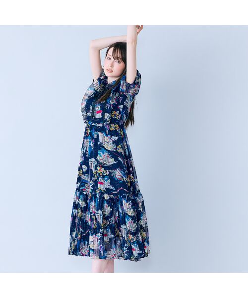 Rose Tiara / ローズティアラ ミニ丈・ひざ丈ワンピース | パリプリントワンピース | 詳細11