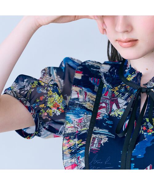 Rose Tiara / ローズティアラ ミニ丈・ひざ丈ワンピース | パリプリントワンピース | 詳細14