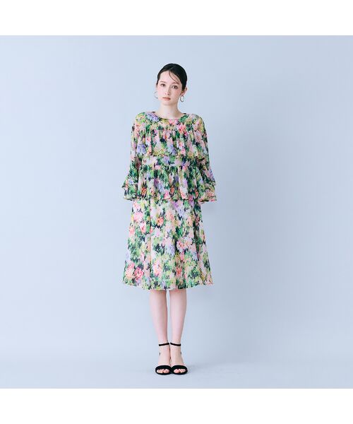 Rose Tiara / ローズティアラ ミニ丈・ひざ丈ワンピース | モザイクフラワープリントワンピース | 詳細1