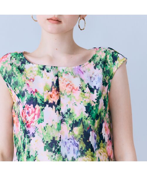 Rose Tiara / ローズティアラ ミニ丈・ひざ丈ワンピース | モザイクフラワープリントワンピース | 詳細3