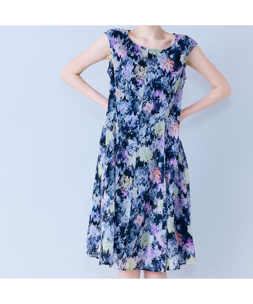 Rose Tiara / ローズティアラ ミニ丈・ひざ丈ワンピース | モザイクフラワープリントワンピース | 詳細8