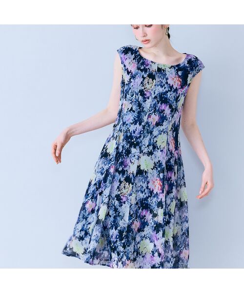 Rose Tiara / ローズティアラ ミニ丈・ひざ丈ワンピース | モザイクフラワープリントワンピース | 詳細9