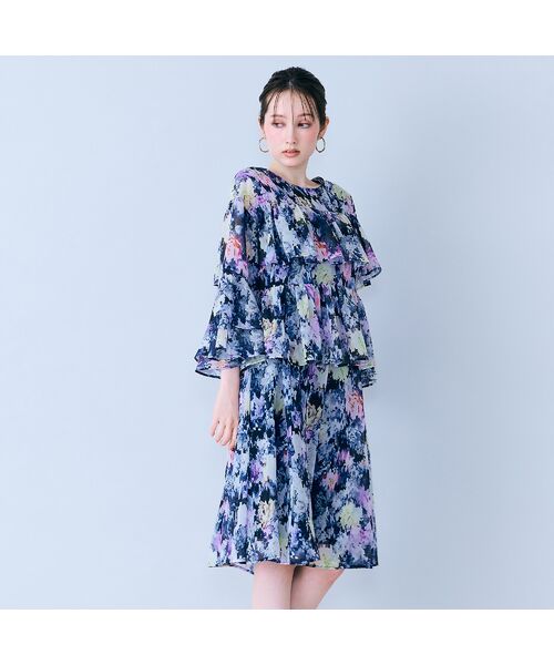 Rose Tiara / ローズティアラ ミニ丈・ひざ丈ワンピース | モザイクフラワープリントワンピース | 詳細13