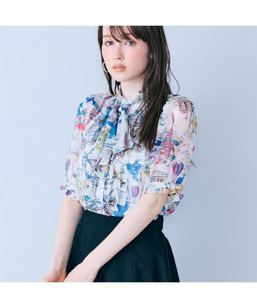 Rose Tiara / ローズティアラ シャツ・ブラウス | パリプリントリボンタイ付きブラウス | 詳細2