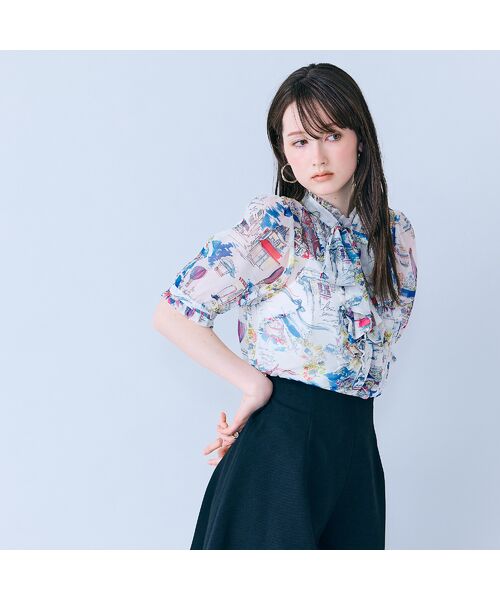 Rose Tiara / ローズティアラ シャツ・ブラウス | パリプリントリボンタイ付きブラウス | 詳細4