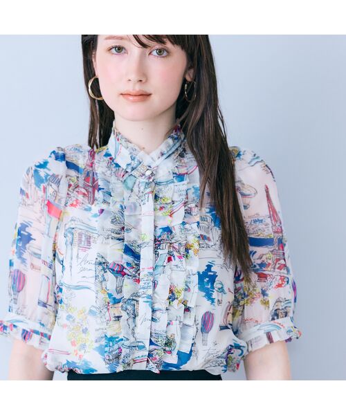 Rose Tiara / ローズティアラ シャツ・ブラウス | パリプリントリボンタイ付きブラウス | 詳細5