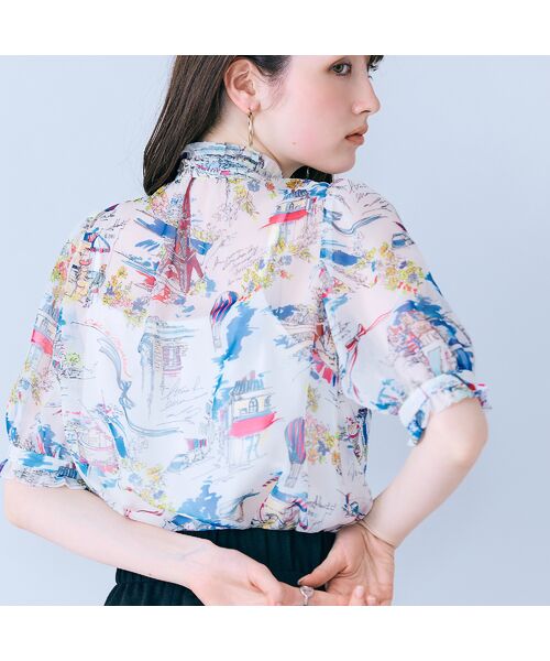 Rose Tiara / ローズティアラ シャツ・ブラウス | パリプリントリボンタイ付きブラウス | 詳細6