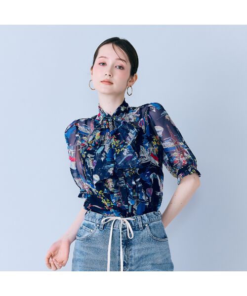 Rose Tiara / ローズティアラ シャツ・ブラウス | パリプリントリボンタイ付きブラウス | 詳細10