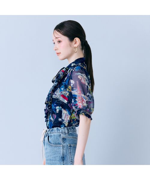 Rose Tiara / ローズティアラ シャツ・ブラウス | パリプリントリボンタイ付きブラウス | 詳細11