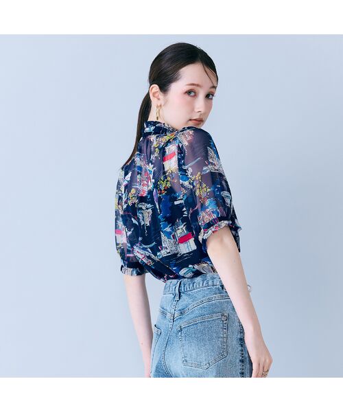 Rose Tiara / ローズティアラ シャツ・ブラウス | パリプリントリボンタイ付きブラウス | 詳細12