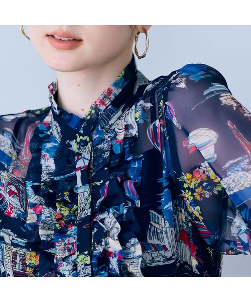 Rose Tiara / ローズティアラ シャツ・ブラウス | パリプリントリボンタイ付きブラウス | 詳細15
