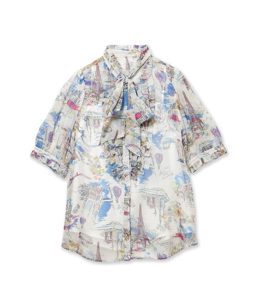 Rose Tiara / ローズティアラ シャツ・ブラウス | パリプリントリボンタイ付きブラウス | 詳細17