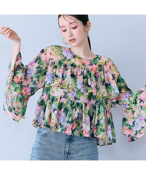 Rose Tiara / ローズティアラ シャツ・ブラウス | モザイクフラワープリントブラウス | 詳細1