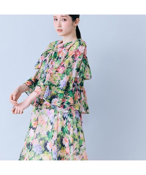 Rose Tiara / ローズティアラ シャツ・ブラウス | モザイクフラワープリントブラウス | 詳細10