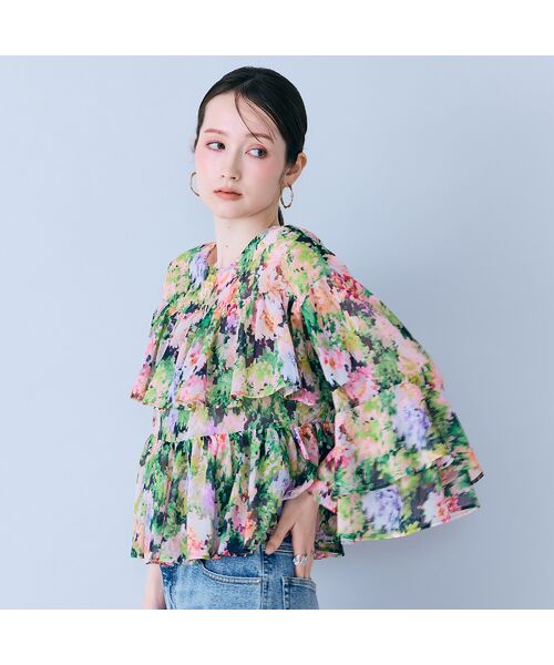 Rose Tiara / ローズティアラ シャツ・ブラウス | モザイクフラワープリントブラウス | 詳細2