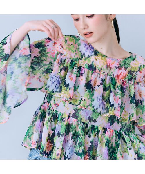 Rose Tiara / ローズティアラ シャツ・ブラウス | モザイクフラワープリントブラウス | 詳細4