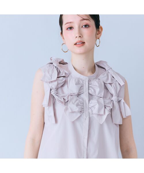 Rose Tiara / ローズティアラ シャツ・ブラウス | リボンノースリーブブラウス（ベージュ）