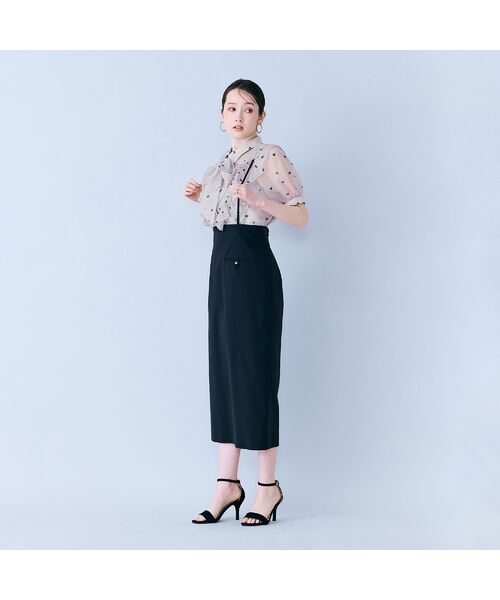 Rose Tiara / ローズティアラ ミニ・ひざ丈スカート | ショルダーストラップ付きタイトスカート（ブラック）