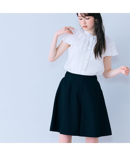 Rose Tiara / ローズティアラ ショート・ハーフ・半端丈パンツ | フレアキュロットパンツ（ブラック）