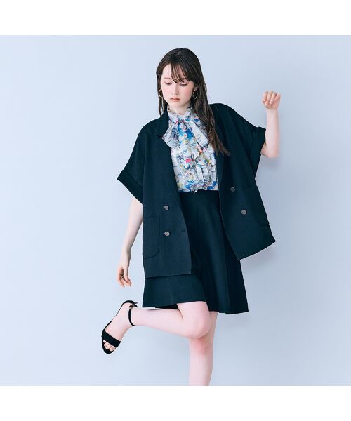 Rose Tiara / ローズティアラ テーラードジャケット | ハーフスリーブダブルシアージャケット（ブラック）