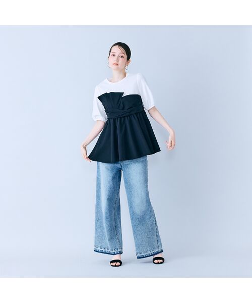 Rose Tiara / ローズティアラ カットソー | タックリボン異素材カットソー | 詳細3