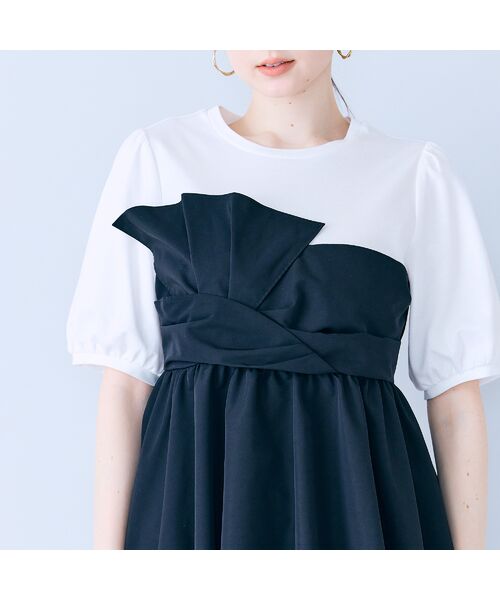 Rose Tiara / ローズティアラ カットソー | タックリボン異素材カットソー | 詳細6