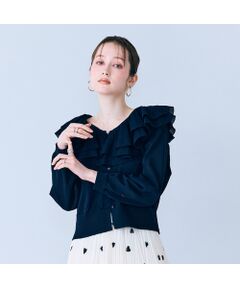 Rose Tiara / ローズティアラ ニット・セーター | ミルフィーユラッフルカラーカーディガン